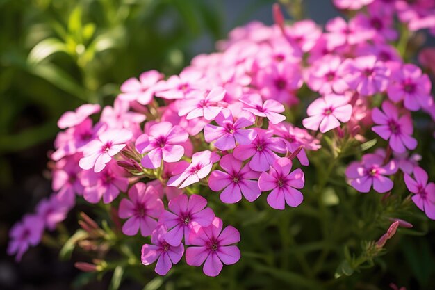 Flores de phlox rosas en luz natural Tomada macro con concepto de primavera para el diseño