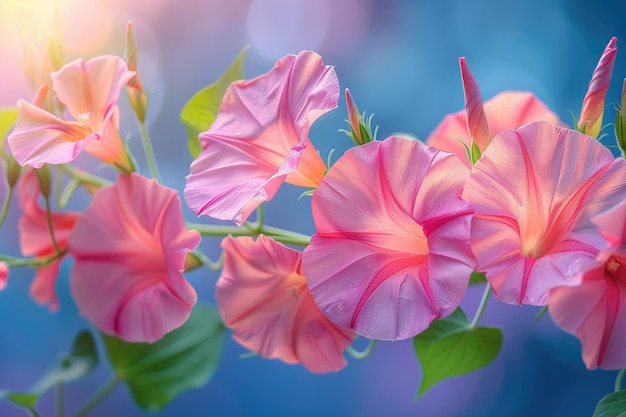 las flores de una planta matinal en el sol de primavera fotografía profesional