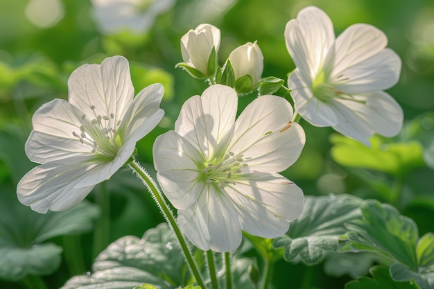 las flores de una planta matinal en el sol de primavera fotografía profesional