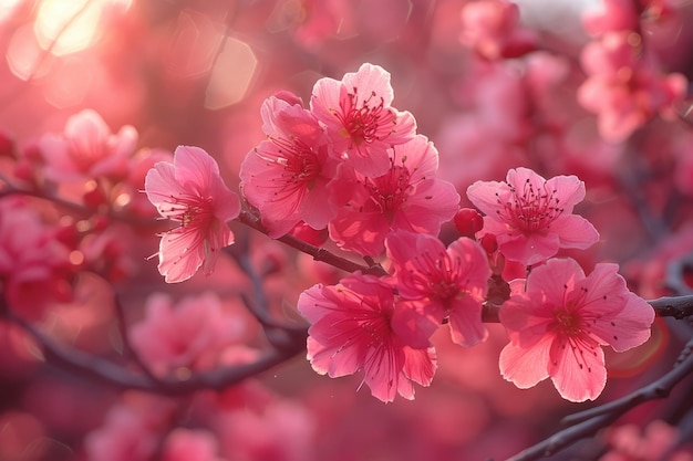 las flores de una planta matinal en el sol de primavera fotografía profesional