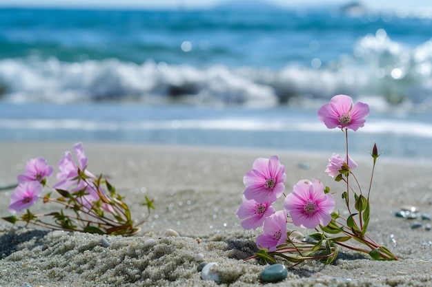 Foto flores en la playa