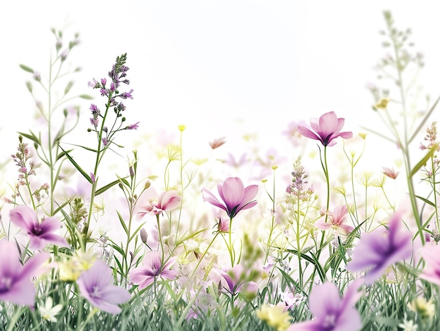 Flores de primavera aisladas en un fondo blanco