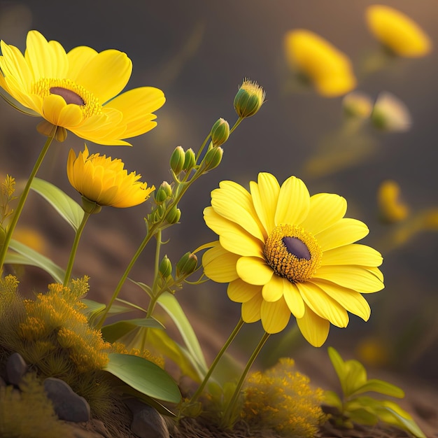 Flores de primavera amarilla