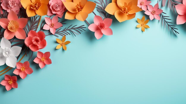 Foto flores de primavera en el fondo del papel realista