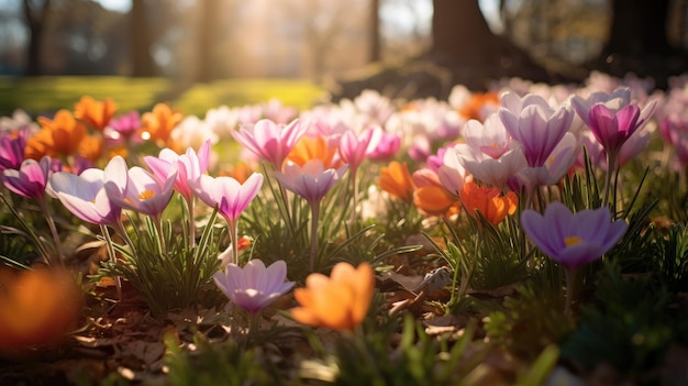 Foto las flores de primavera en el parque en medio del día