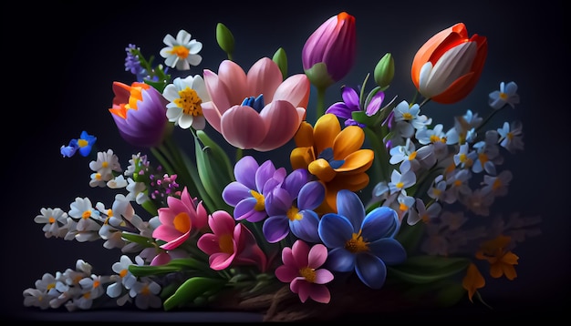 Flores de primavera realistas en 3D