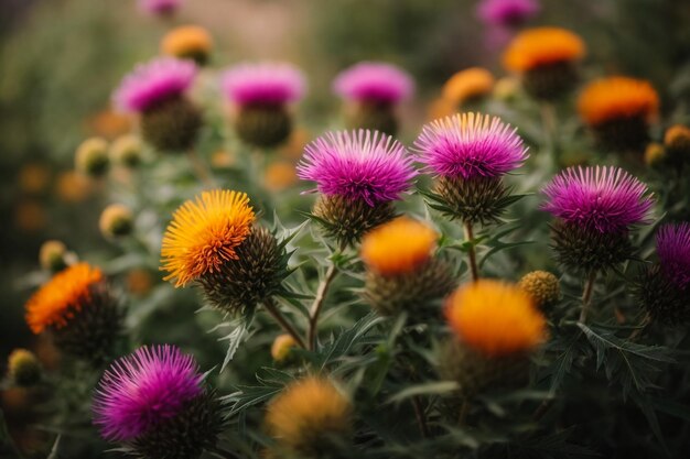 Foto las flores de primavera son amarillas y púrpuras.