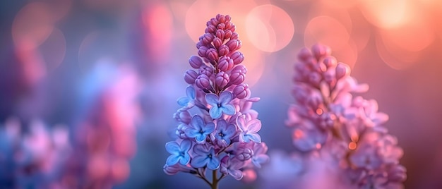 flores púrpuras en un campo con un fondo borroso