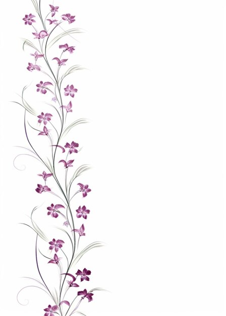 Foto flores púrpuras y hojas verdes sobre un fondo blanco generativo ai