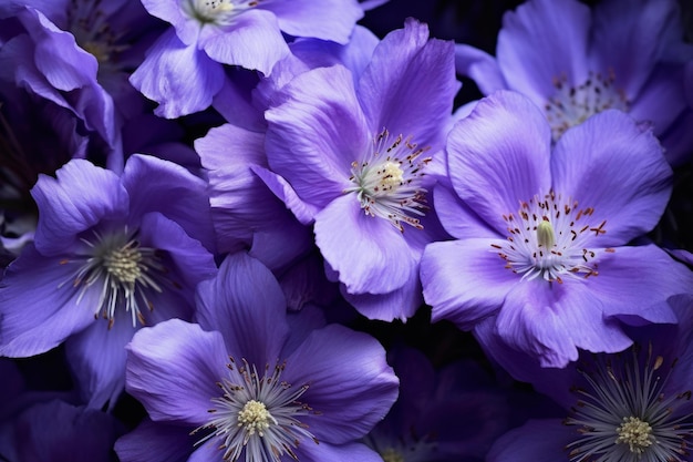 Flores púrpuras vivas de primer plano Generar Ai