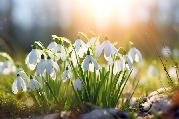 Flores radiantes de primavera bajo el sol IA generativa