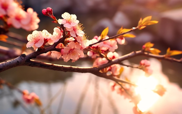 Flores en la rama de un árbol en primavera