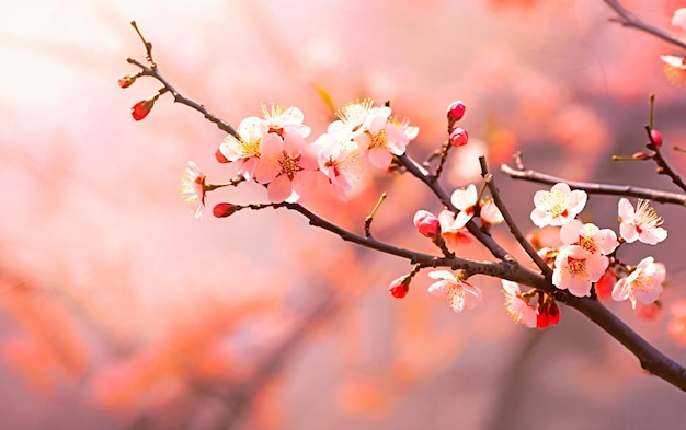 Flores en la rama de un árbol en primavera