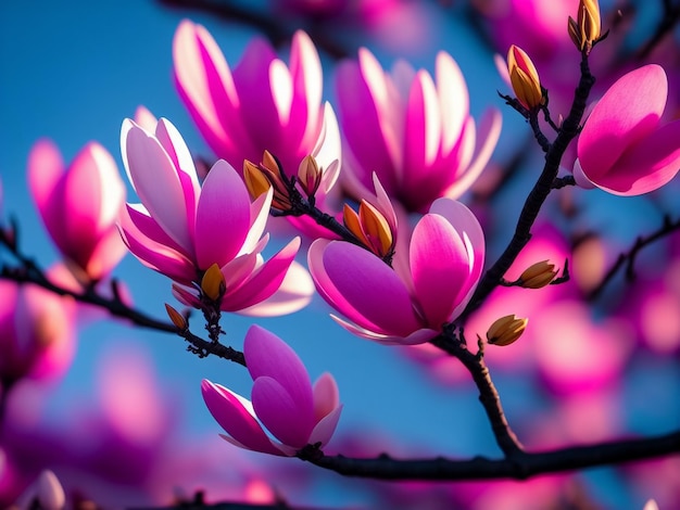 Flores y ramitas de magnolia de primavera IA generativa