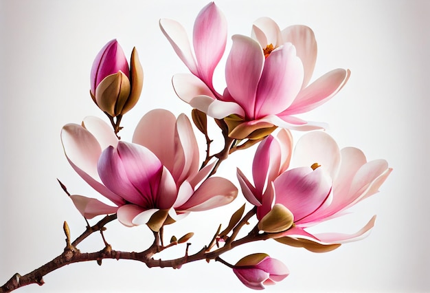 Flores y ramitas de magnolia de primavera. IA generativa