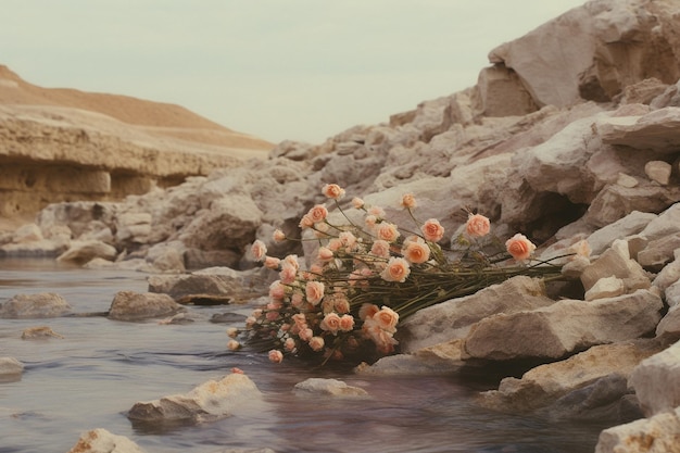 flores y rocas en el desierto