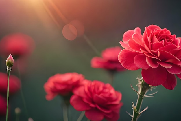 Flores rojas al sol