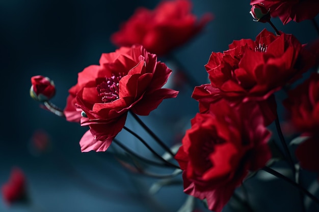 Flores rojas en un jarrón