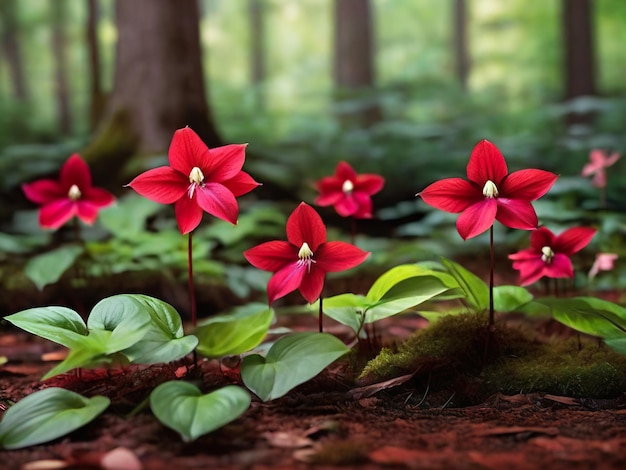 Flores rojas con luz