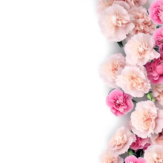 Flores rosadas y blancas sobre un fondo blanco