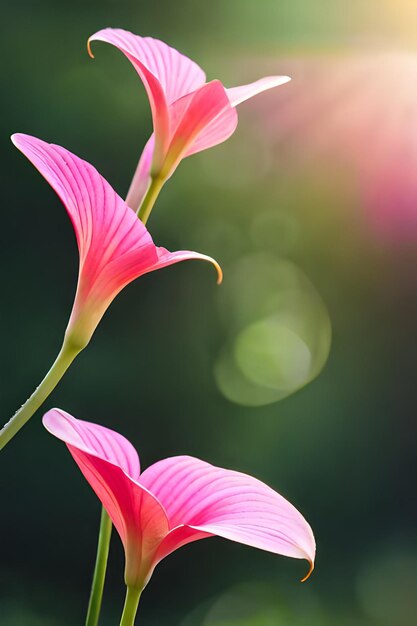 Flores rosadas en un día soleado