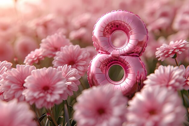 Flores rosadas esparcidas entre la hierba