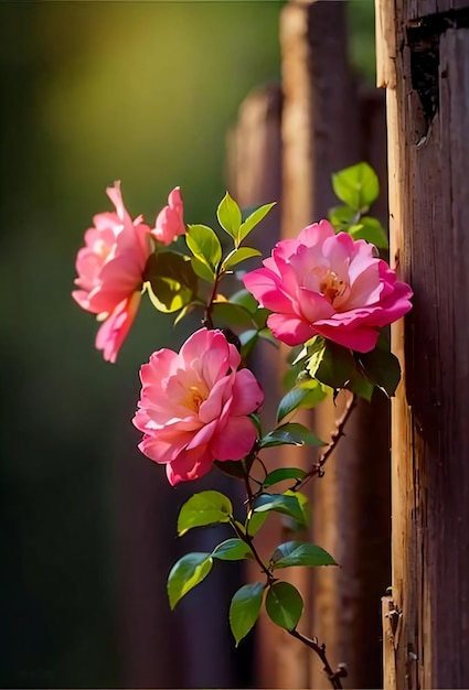 Flores rosadas con fondo desenfocado