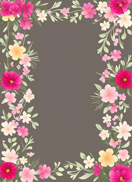 Foto flores rosadas con hojas sobre un fondo gris con espacio para texto ia generativa