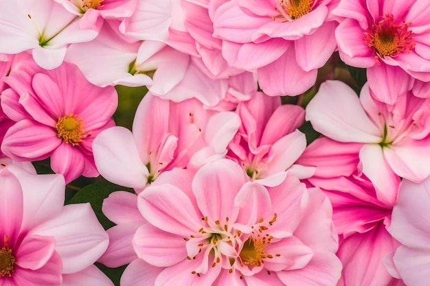 Flores rosadas en un jardín.