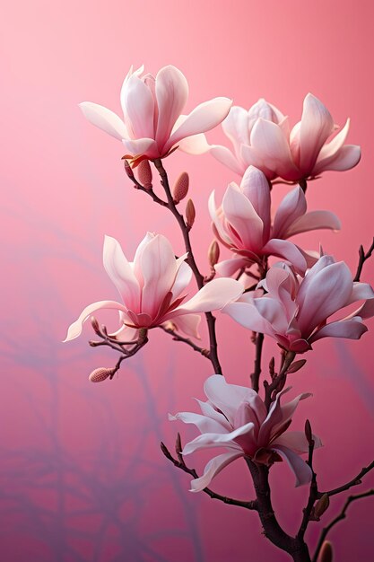 las flores rosadas de la magnolia