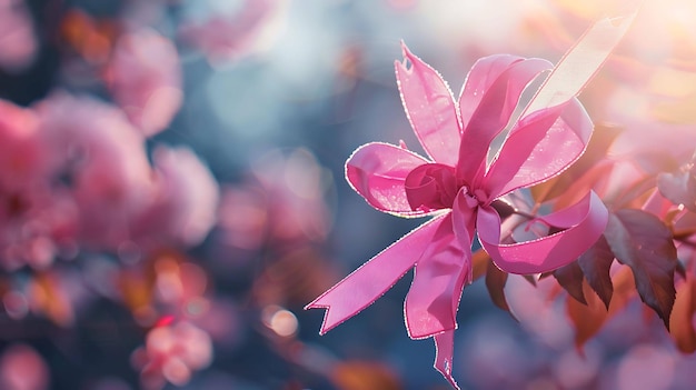 Flores rosadas en plena floración con un fondo borroso La imagen es cálida y acogedora