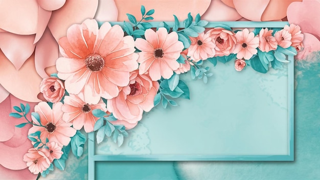 flores rosadas sobre un fondo azul