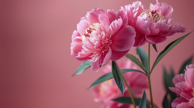 Flores rosadas sobre un fondo rosado