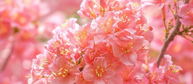 Foto las flores rosadas de la tabebuia rosea están en plena floración