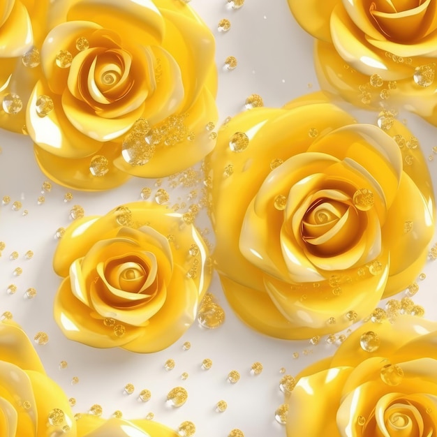 Flores rosas amarillas Brillo Súper detalle Fondo transparente AI generativa