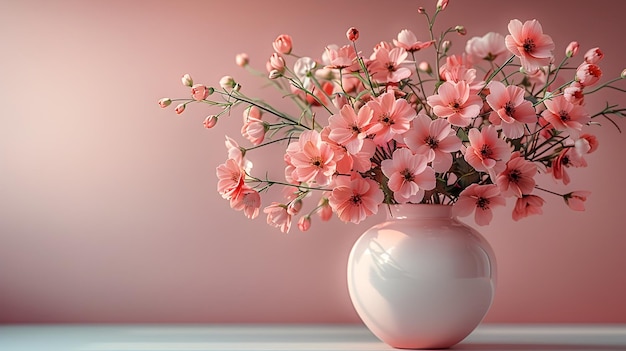 Foto flores rosas en un jarrón rendering elegante en 8k 3d