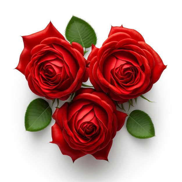 Flores rosas vermelhas isoladas no fundo branco
