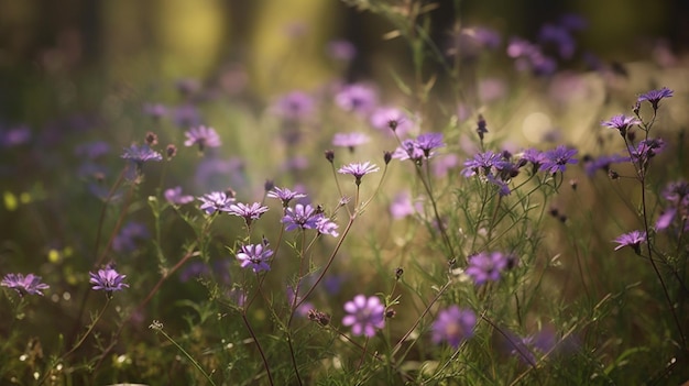 Flores roxas em um campo