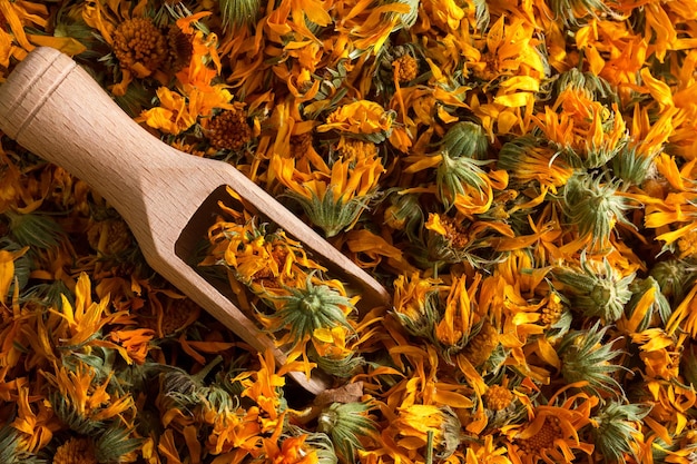 Flores secas de calêndula Caldo de calêndula melhora a saúde