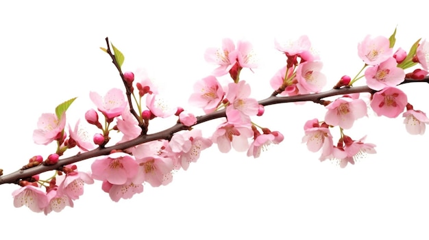 Las flores de la serenidad cautivan a la rama de Sakura aislada sobre un fondo blanco con detalles realistas