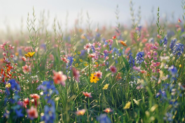 Las flores silvestres se balancean en una suave brisa