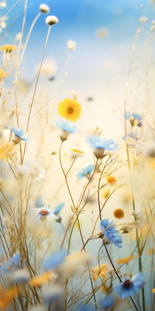 flores silvestres en un campo de trigo