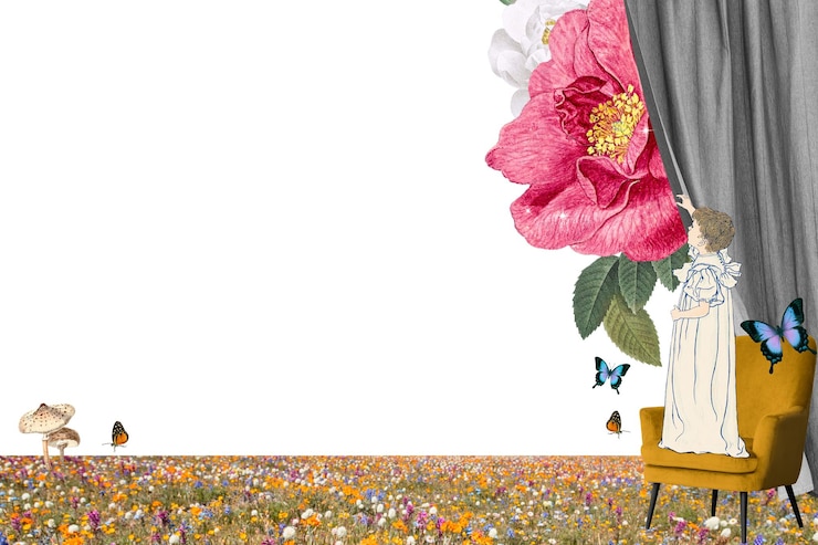 Foto flores silvestres estéticas png frontera trasfondo transparente surrealismo collage de arte