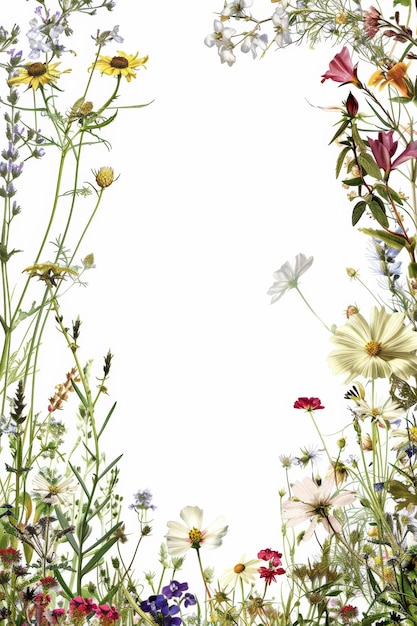 Foto flores silvestres en el fondo de un cielo despejado