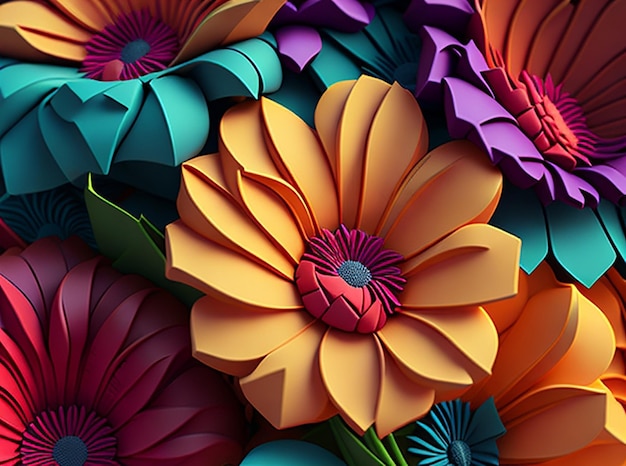 Flores simples em 3D de fundo