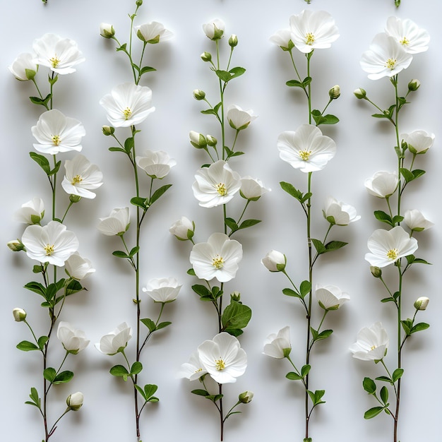 Foto flores sobre un fondo blanco