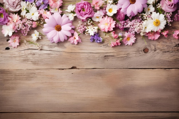 flores sobre un fondo de madera