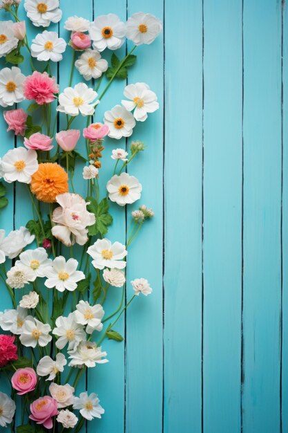 flores sobre un fondo de madera