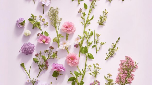 flores sobre un fondo rosado