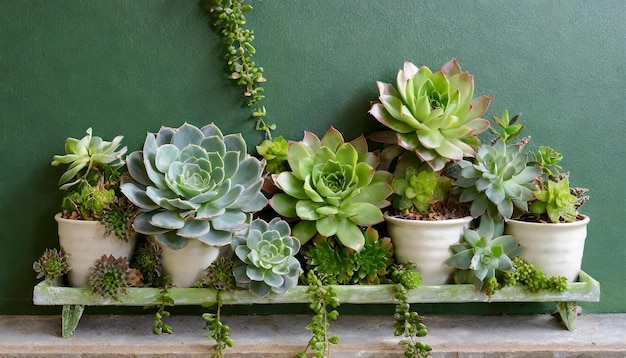 Flores suculentas Plantas verdes Decoración de la pared